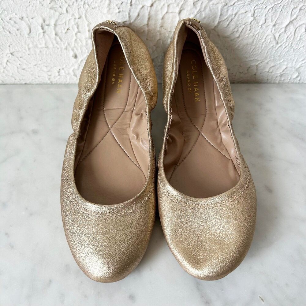 Cole Haan Ballet Flats Zero Grand ØS Women's Size 6 Metallic Gold Leather